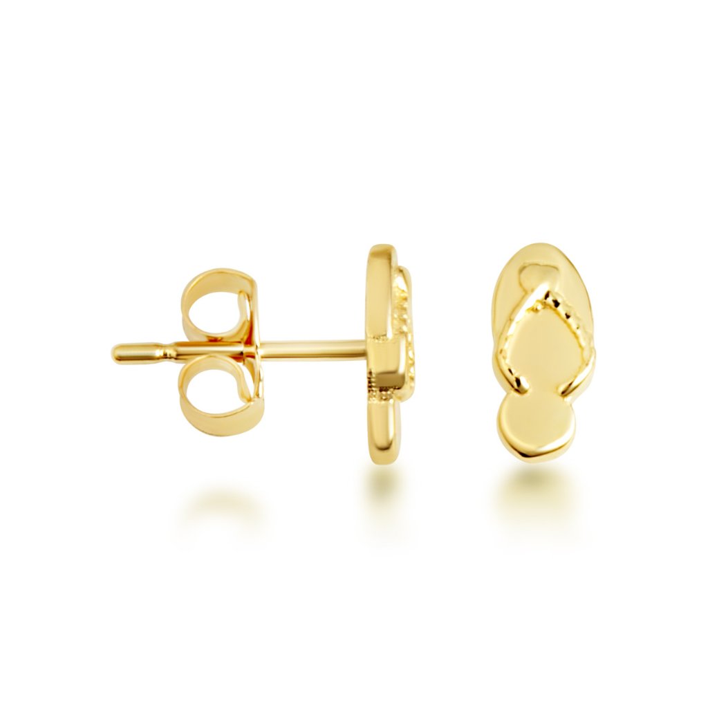 14k Solid Yellow Gold Small Flip Flop Beach Sandals Stud Earrings 222$